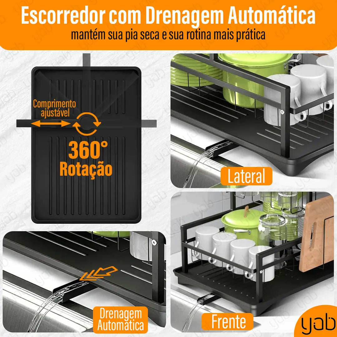 Escorredor de Pratos Yab Gourmet — infográfico capacidade