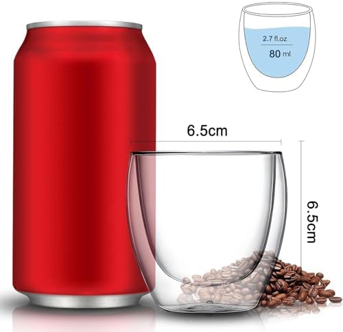 Kit 6 Xícaras Vidro Parede Dupla 80ml - Imagem 4