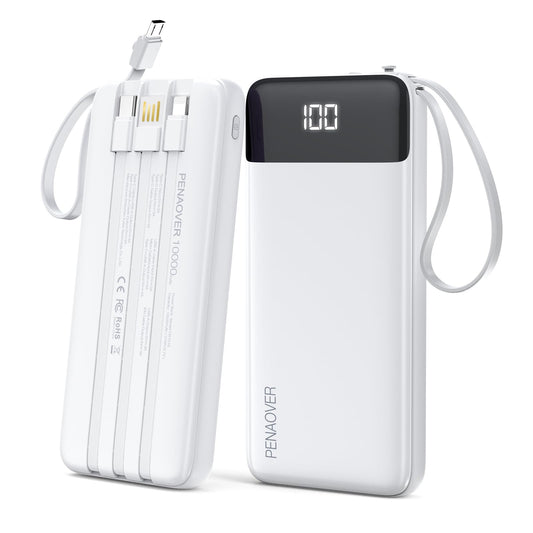 Power Bank 10.000mAh com Cabos Embutidos e Display