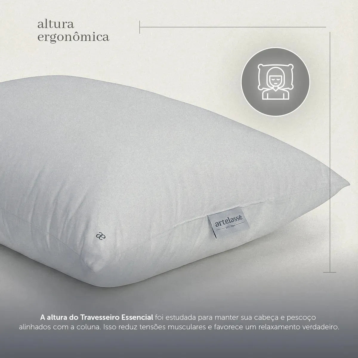 Travesseiro Toque de Pluma Artelassê — detalhe tecido algodão
