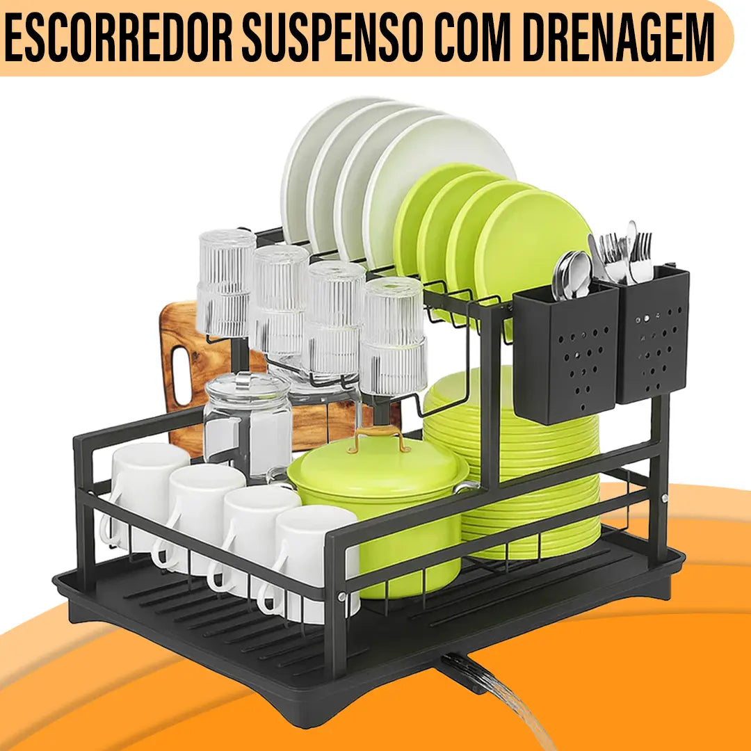 Escorredor de Pratos Yab Gourmet 2 Andares — foto principal com drenagem