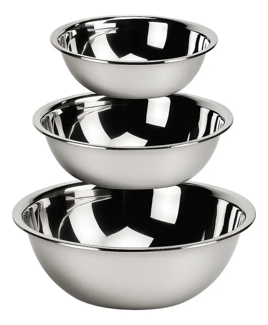 Kit 3 Tigelas Bowl Inox Saladeira Multiuso