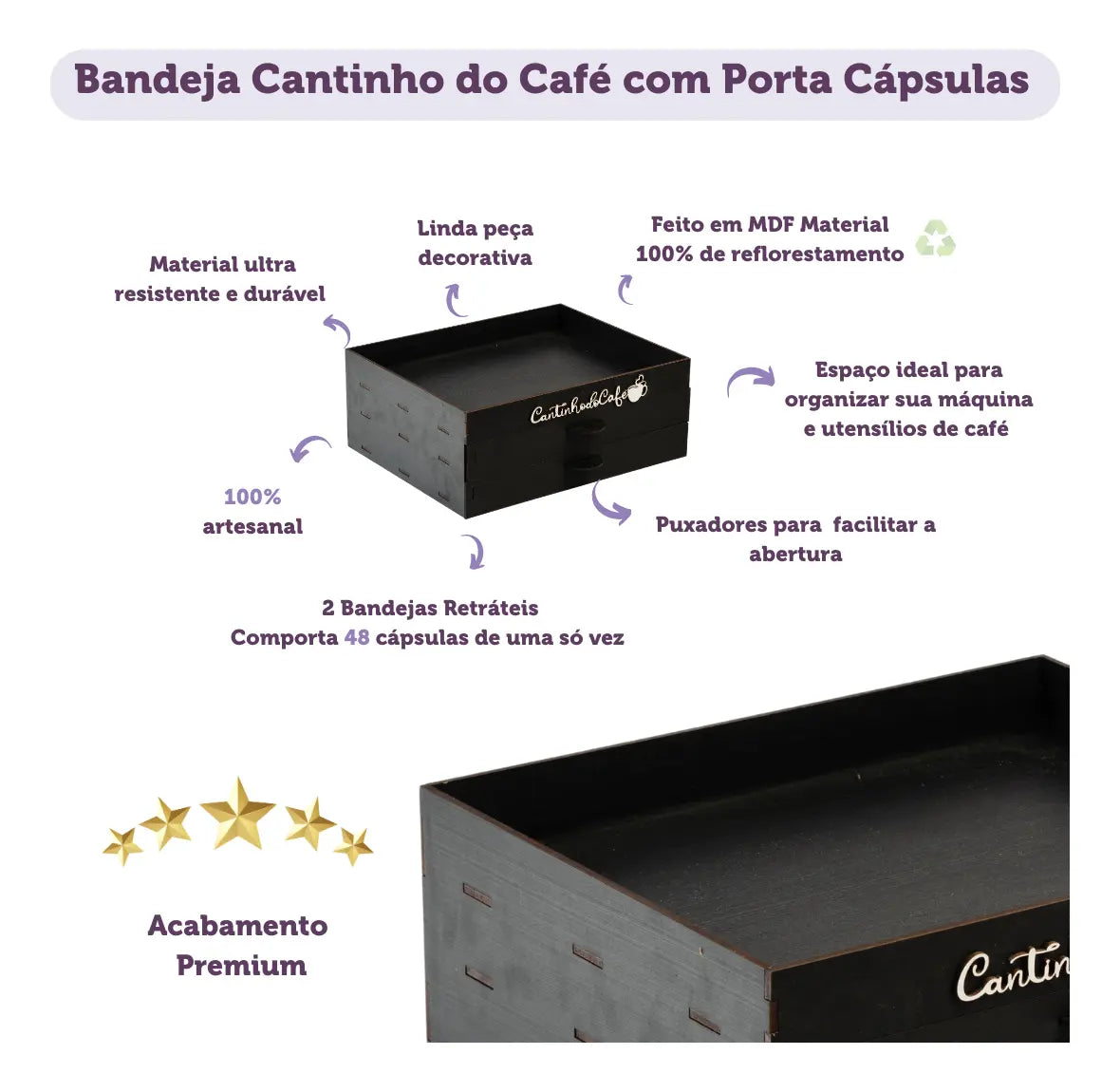 Porta cápsulas MDF cantinho do café organizado