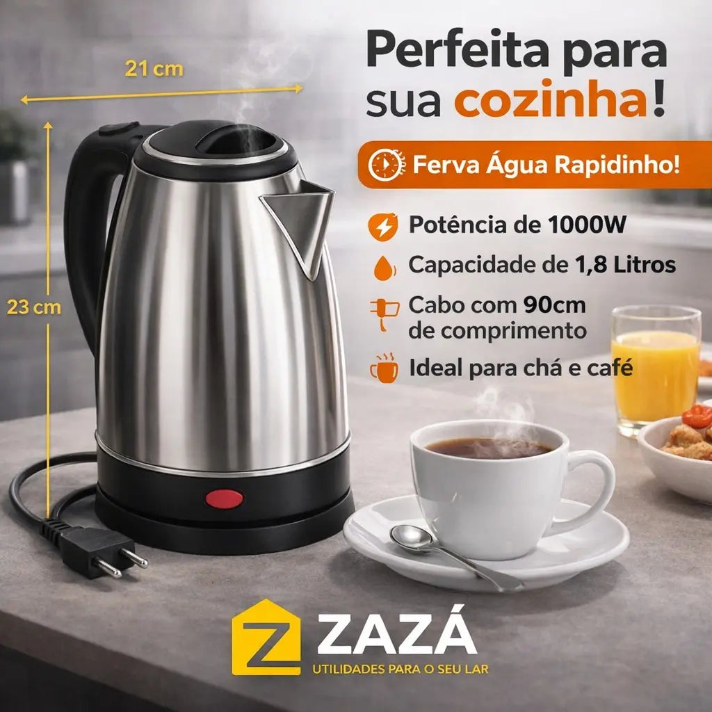 Chaleira inox 1,8L com design moderno