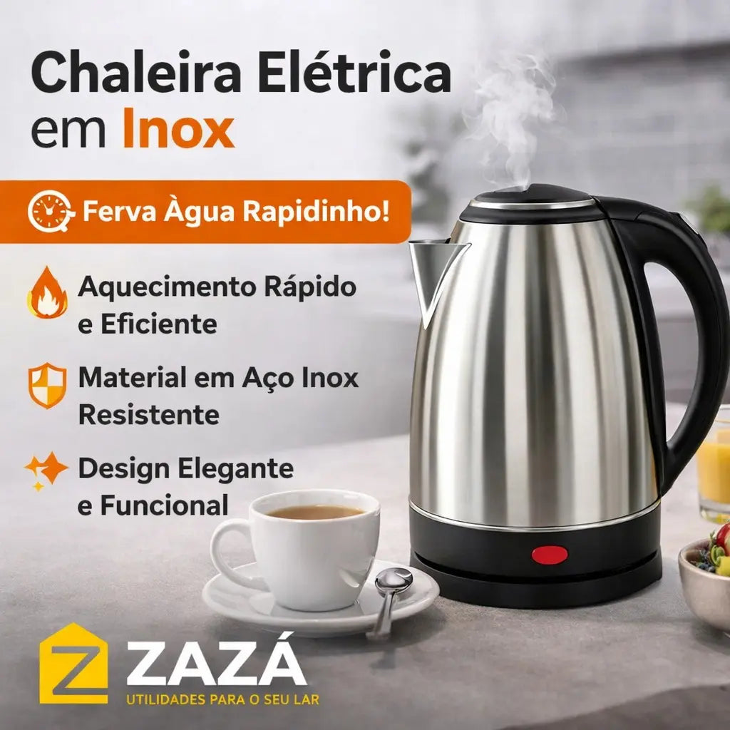 Detalhe da base e controles da chaleira inox