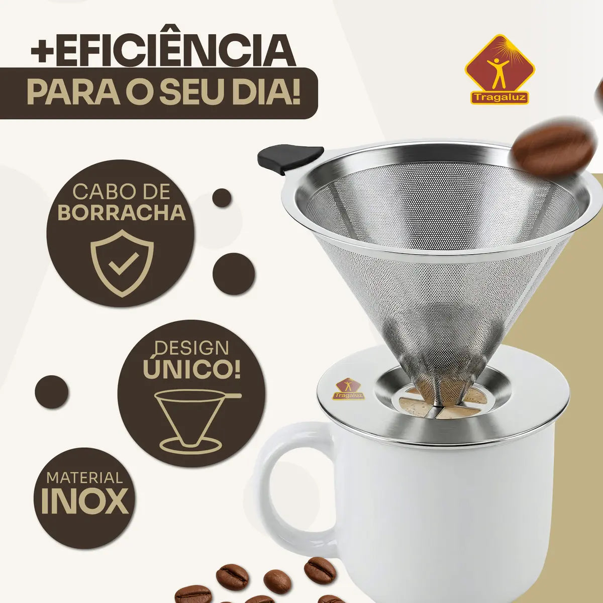 Coador reutilizável inox zero desperdício